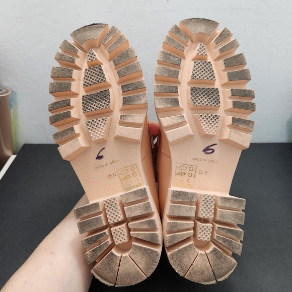 Free People Lyra Lug Sole Loafer Shoes Peach 36.5 Grunge Classic Office - Picture 6 of 10